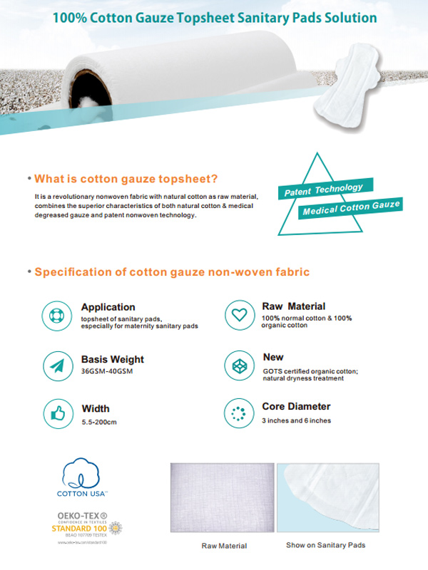 Solution de serviettes hygiéniques en pur coton Guaze